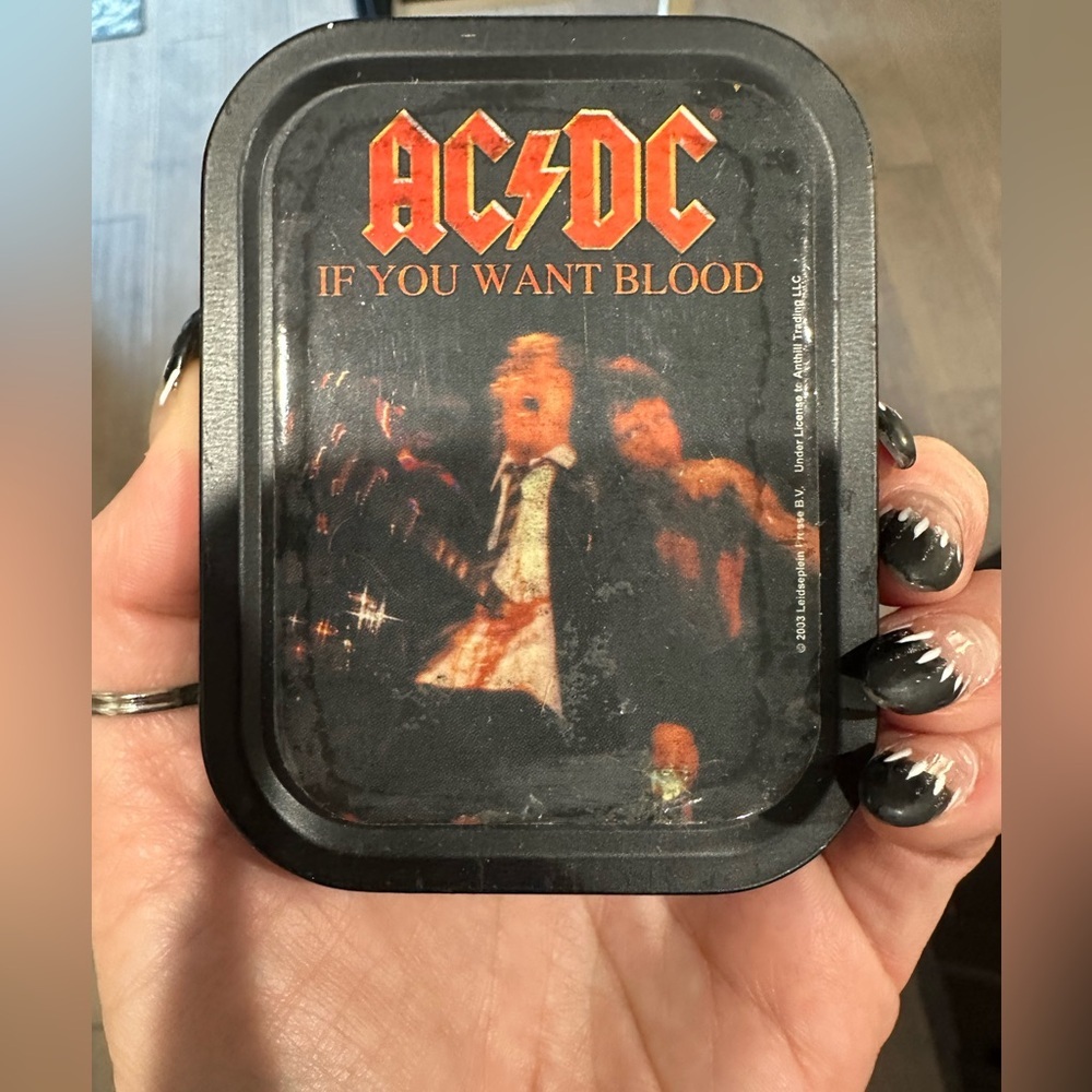Vintage Y2K AC/DC Black and Red Storage Tin Circa 2003
